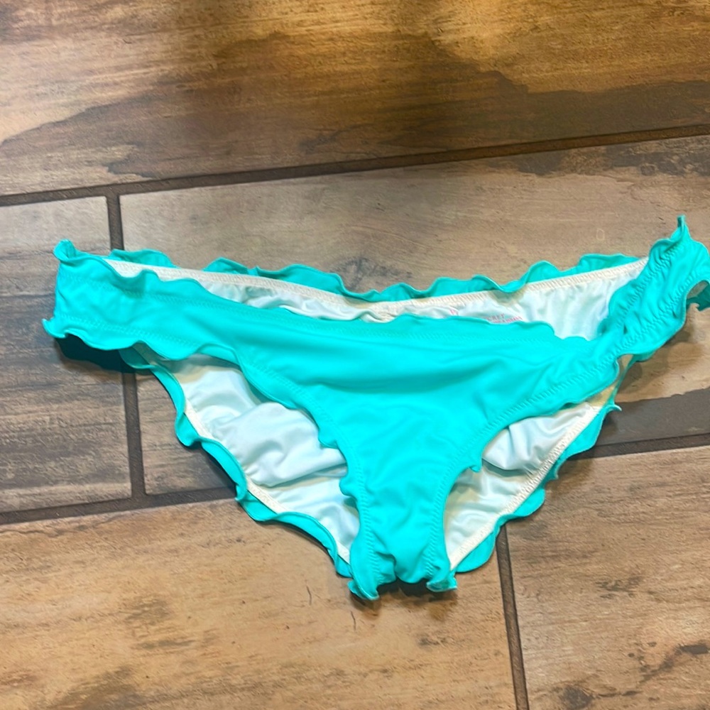 Victoria Secret Scrunch Bottom Cheeky Swim Bottoms  Size Small Teal